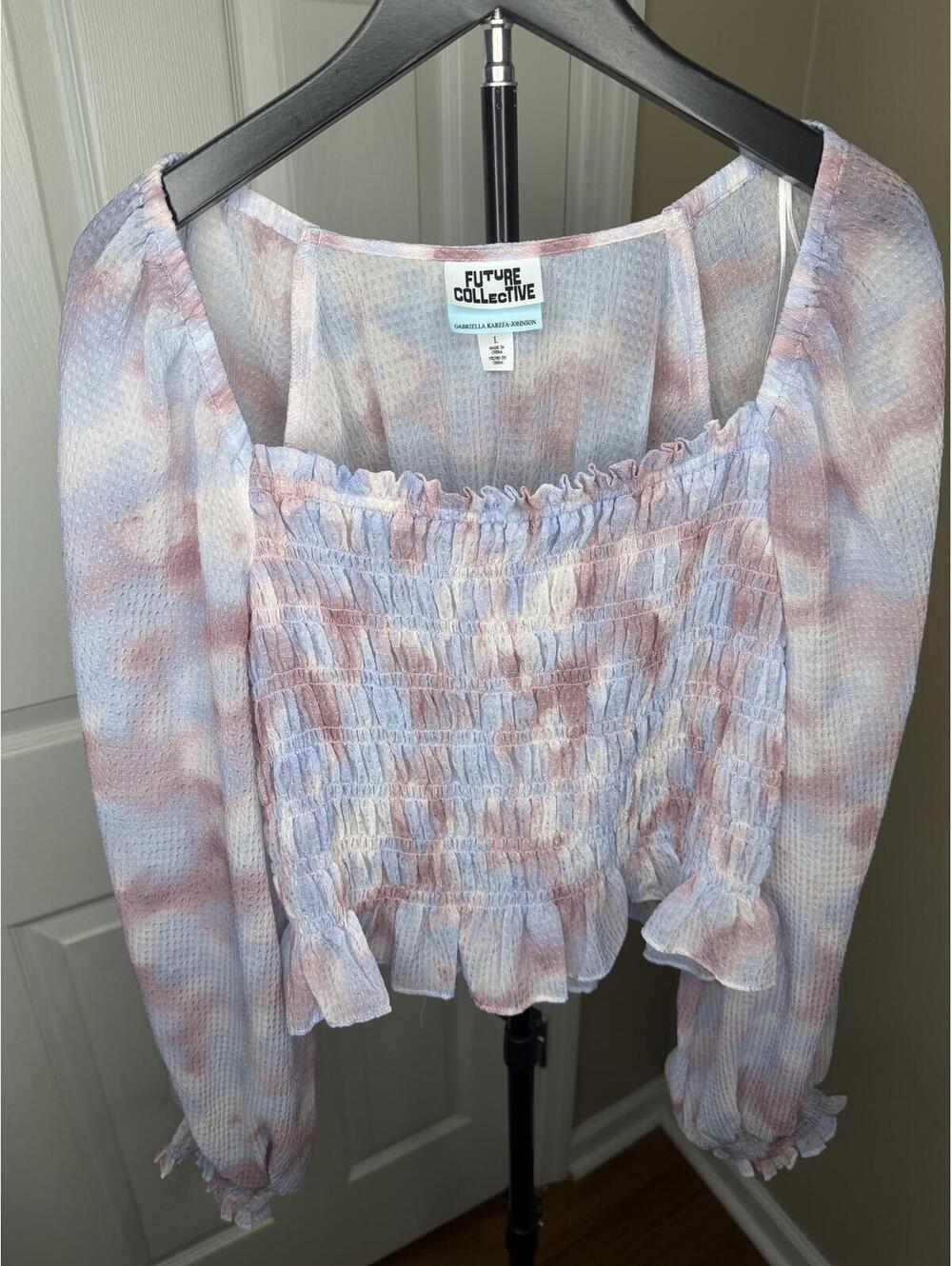 Future Collective Gabriella Karefa-Johnson Smocked Tie Dye Crop Top Size Large